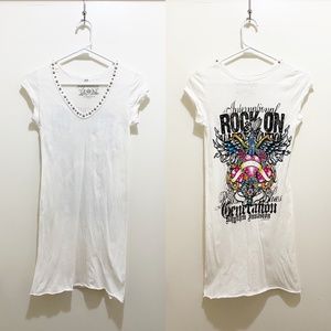 Bejweled by Susan Fixel Rock On Stud Tee White XS